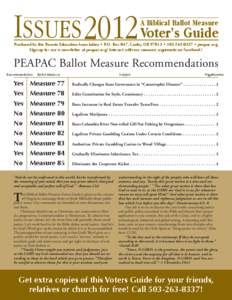 ISSUES 2012 Voter’s Guide  A Biblical Ballot Measure
