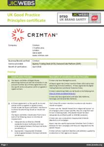 UK Good Practice Principles certificate Company:  Crimtan