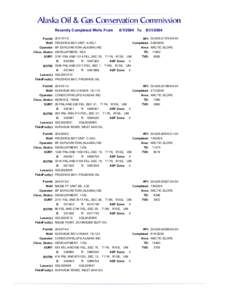 Recently Completed Wells From[removed]To Permit: [removed]Well: PRUDHOE BAY UNIT A-30L1