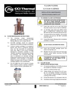 FLO-DRI FILTERS G-10 & M-10 SERIES INSTALLATION, MAINTENANCE ВНИМАНИЕ INSTRUCTIONS & PARTS LIST