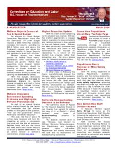 E-NEWSLETTER    McKeon Rejects Democrat Tax & Spend Budget