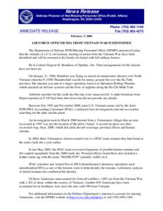 Oahu / Aftermath of the Vietnam War / Laotian Civil War / Defense Prisoner of War/Missing Personnel Office / POW/MIA flag / Missing in action / Republic F-105 Thunderchief / Operation Rolling Thunder / Michael C. Flowers / Military / Vietnam War / Joint POW/MIA Accounting Command