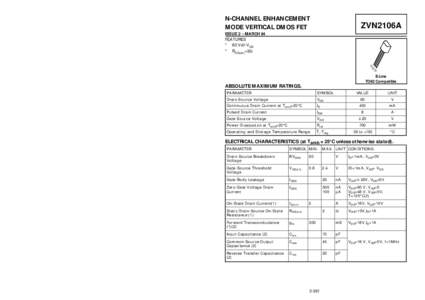 N-CHANNEL ENHANCEMENT MODE VERTICAL DMOS FET ZVN2106A  ISSUE 2 – MARCH 94