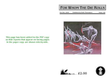 For Whom The Die Rolls #169 - November/December 2009