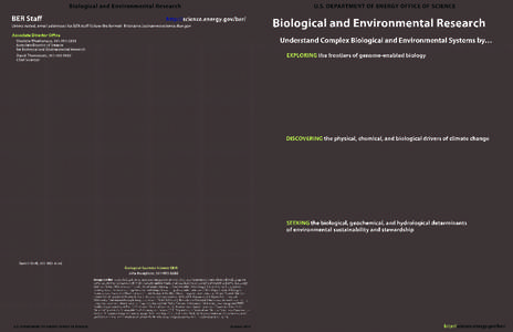 Biological and Environmental Research  BER Staﬀ U.S. DEPARTMENT OF ENERGY OFFICE OF SCIENCE