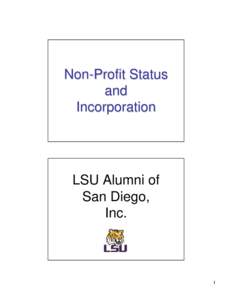 Non-Profit Status  and  Incorporation