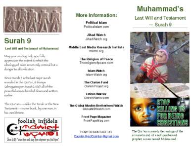 Muhammadʼs More Information: Political Islam Politicalislam.com  Surah 9