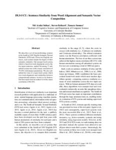 DLS@CU: Sentence Similarity from Word Alignment and Semantic Vector Composition † Md Arafat Sultan† , Steven Bethard‡ , Tamara Sumner† Institute of Cognitive Science and Department of Computer Science