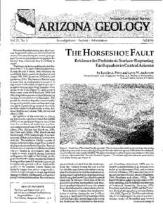 Vol. 21, No.3 Have earthquakes strong enough to rupture theground surface occurred onfa ults in central Arizona during the recent geologic past? Couldsuchearthquakeshappenin the future? If so, where are they most likely 