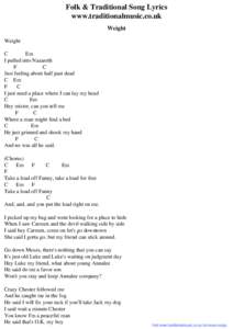 Folk & Traditional Song Lyrics - Weight