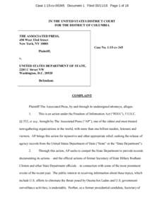 Case 1:15-cv[removed]Document 1 Filed[removed]Page 1 of 18  IN THE UNITED STATES DISTRICT COURT FOR THE DISTRICT OF COLUMBIA  THE ASSOCIATED PRESS,