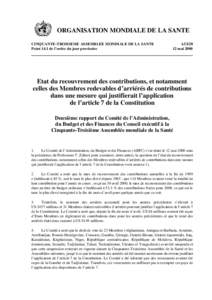 ORGANISATION MONDIALE DE LA SANTE CINQUANTE-TROISIEME ASSEMBLEE MONDIALE DE LA SANTE Point 14.1 de l’ordre du jour provisoire A53[removed]mai 2000