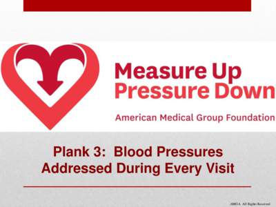 Plank 3: Blood Pressures Addressed During Every Visit AMGA All Rights Reserved Achieving Breakthrough Chronic Disease Outcomes