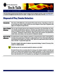 Tech Talk Vol 1, No. 2 (December 2009): Disposal of Fire/Smoke Detectors