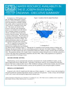 DIVISION OF WATER published 1987 WATER RESOURCE AVAILABILITY IN THE ST. JOSEPH RIVER BASIN, INDIANA - EXECUTIVE SUMMARY