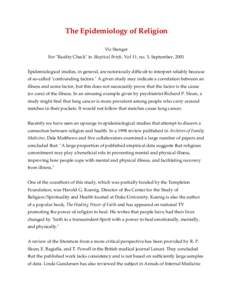 Interdisciplinary fields / Public health / Religious studies / Harold G. Koenig / Mental health / Confounding / Mental disorder / Epidemiology / G factor / Health / Science / Knowledge