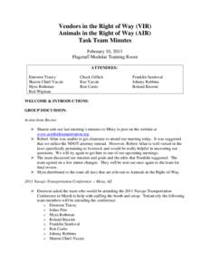 VIR/AIR Task Team minutes February 2011