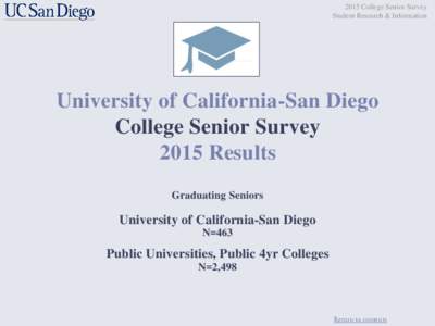2015 College Senior Survey Student Research & Information University of California-San Diego College Senior Survey 2015 Results