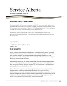 Government of Alberta[removed]Business Plan - Service Alberta