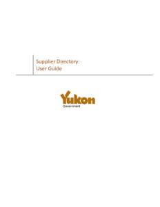 Supplier Directory: User Guide Supplier Directory: User Guide  Contents: