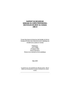 RAPPORT DE RECHERCHE SONDAGE DU CORPS PROFESSORAL DES ÉCOLES DE DROIT AU CANADA 2000-3f  Conseil des doyens et doyennes des facultés de droit du