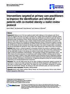 Interventions targeted at primary care practitioners to improve the identification and referral of patients with co-morbid obesity: a realist review protocol