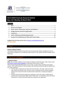 ey  VCA & MCM Graduate Research Bulletin Issue 141: Monday 16 March 2015 Contents 1.