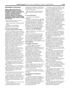 Office of Special Education and Rehabilitative Services; Overview Information; Assistive Technology Act of 1998, as Amended--National Activities--State Training and Technical Assistance for Assistive Technology Programs;