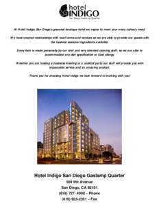 Hotel Indigo San Diego Gaslamp 2012 Catering Menu.doc