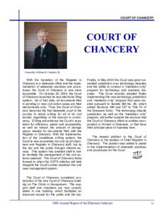 COURT OF CHANCERY  COURT OF CHANCERY Chancellor William B. Chandler, III