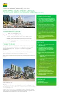 Construction Materials - Major Project Case Study  BARANGAROO SOUTH, SYDNEY, AUSTRALIA Large scale concrete – demanding pump environment – sustainability focused mixes  PROJECT SCOPE/AIMS