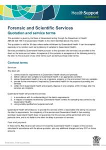 Forensic and Scientific Services Quotation and service terms
