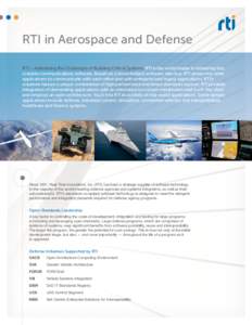 RTI in Aerospace and Defense RTI – Addressing the Challenges of Building Critical Systems. RTI is the world leader in delivering fast, scalable communications software. Based on a decentralized software data bus, RTI a