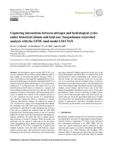 Biogeosciences, 11, 5809–5826, 2014 www.biogeosciences.net[removed]doi:[removed]bg[removed] © Author(s[removed]CC Attribution 3.0 License.  Capturing interactions between nitrogen and hydrological cycles