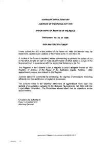 AUSTRALIAN CAPITAL TERRITORY  JUSTICES OF THE PEACE ACT 1989 APPOINTMENT OF JUSTICES OF THE PEACE