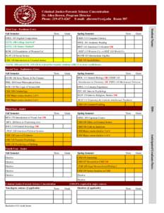 Criminal Justice-Forensic Science Concentration Dr. Allen Brown, Program Director Phone: [removed]E-mail: [removed] Room 507 Fall Semester