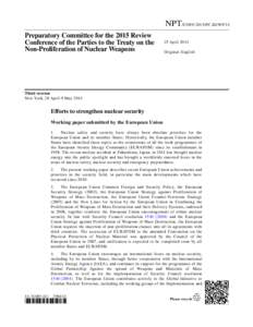 NPT/CONF.2015/PC.III/WP.34 Preparatory Committee for the 2015 Review Conference of the Parties to the Treaty on the Non-Proliferation of Nuclear Weapons  25 April 2014