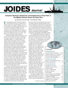 JOIDES Journal Volume 23 Number 2 Complete Sediment Subduction and Implications of Fluid Flow in the Middle America Trench off Costa Rica by Eli Silver and the Leg 170 Scientific Party