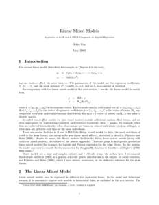 Linear Mixed Models Appendix to An R and S-PLUS Companion to Applied Regression John Fox May 2002