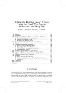 Estimating Relative Energy Fluxes Using the Food Web, Species Abundance, and Body Size DANIEL C. REUMAN AND JOEL E. COHEN  I. Summary . . . . . . . . . . . . . . . . . . . . . . . . . . . . . . . . . . . . . . . . . . . 