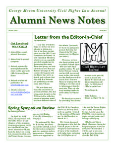 George Mason University Civil Rights Law Journal  Alumni News Notes Volume 1, Issue 1  Spring 2014