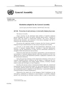 United Nations  A/RES[removed]General Assembly Sixtieth session