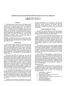 Comparative Analysis of Moisture Sensitivity Index Tests for Coal Mine Roof