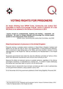 Voting Rights for Prisoners - action briefing by Quaker Peace & Social Witness