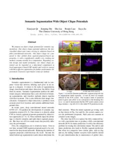 Semantic Segmentation With Object Clique Potentials Xiaojuan Qi Jianping Shi Shu Liu Renjie Liao The Chinese University of Hong Kong