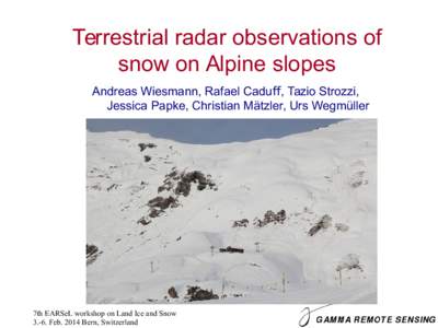 Earth / Earth sciences / Avalanche / Remote sensing / Radar / Snow / Meteorology / Atmospheric sciences