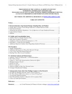 National Hiring Experiments Reveal 2:1 Faculty Preference for Women on STEM Tenure Track Williams & Ceci  PROCEEDINGS OF THE NATIONAL ACADEMY OF SCIENCES SUPPORTING INFORMATION APPENDIX FOR: WILLIAMS, W.M. & CECI, S.J. (