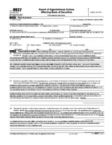 8937  Form (December[removed]Department of the Treasury lntemal Revenue Service