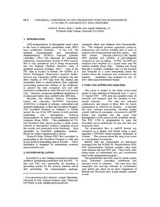 P2.5  A REGIONAL COMPARISON OF GPS ATMOSPHERIC MOISTURE MEASUREMENTS AT PLYMOUTH AND BARTLETT, NEW HAMPSHIRE Derek W. Brown, Sean J. Clarke and Joseph Zabransky, Jr. * Plymouth State College, Plymouth, NH 03264