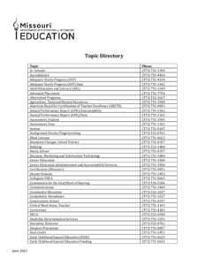 Topic Directory  June 2012 Topic A+ Schools